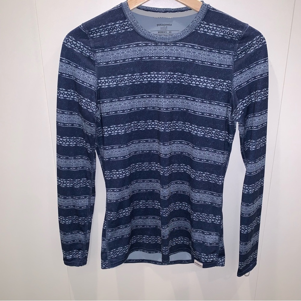 Patagonia Capilene Blue Aztec Long Sleeve Base Layer Top Women’s XS